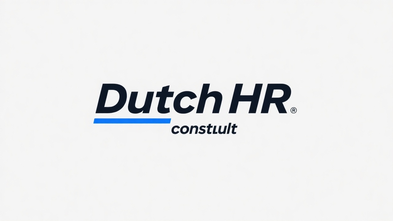 Minimalistic logo featuring the words Dutch HR Consult in bold sans-serif lettering with a subtle blue accent bar representing reliability and clarity.